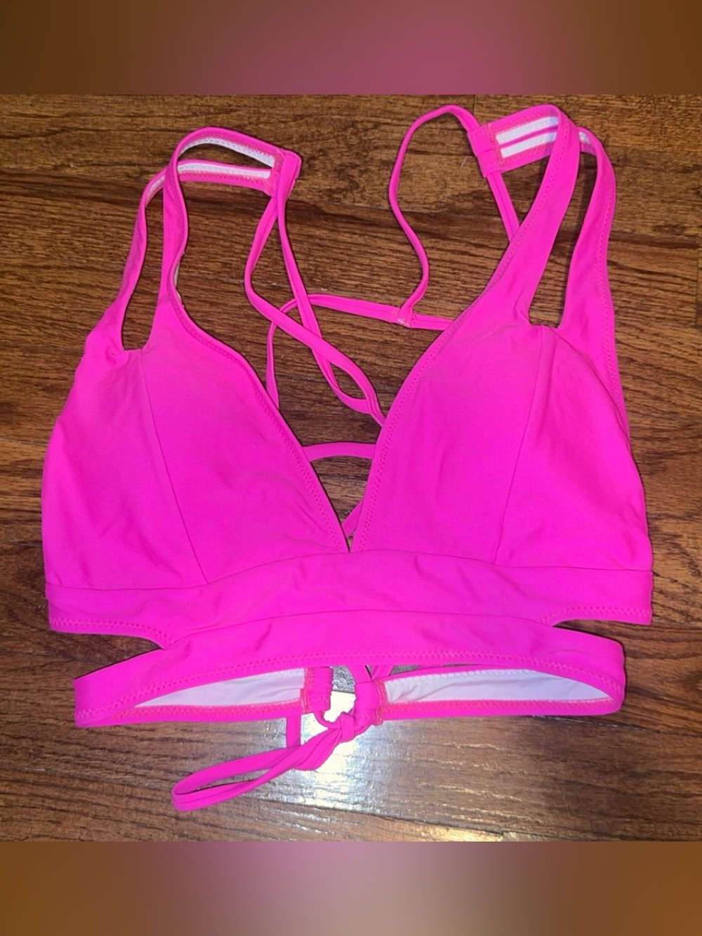Popvil Hot Pink Strappy Bralette Swim Top